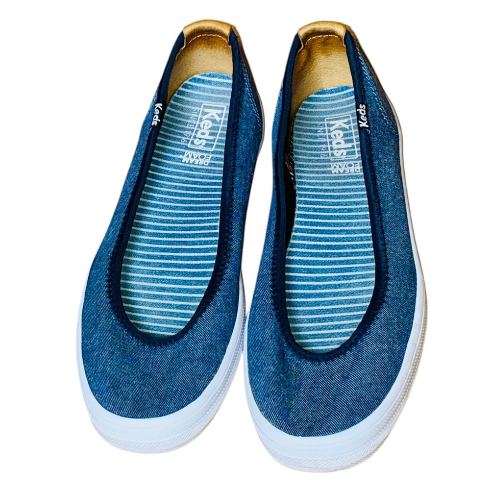Keds Bryn Denim Chambray Blue Ballet Flats Slip-On Sneakers Shoes Style WF61843